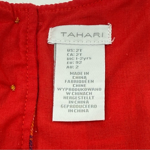 Tahari Toddler Girl’s Plaid Long Sleeve Tiered Dress Red Blue Yellow White 2T - Picture 4 of 8